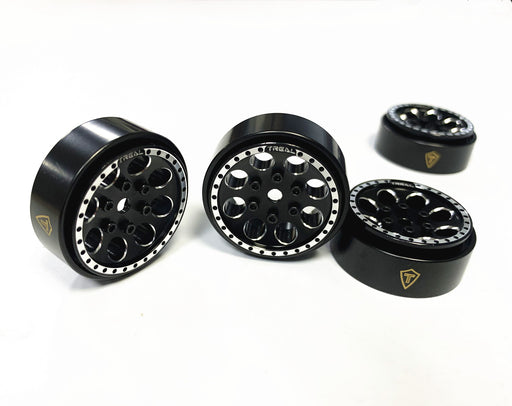 Treal Hobby (X022P92OBN) Black 1.0" Beadlock Wheels Brass Rings (22g) SCX24 and 1/24 Crawlers 4 Pack