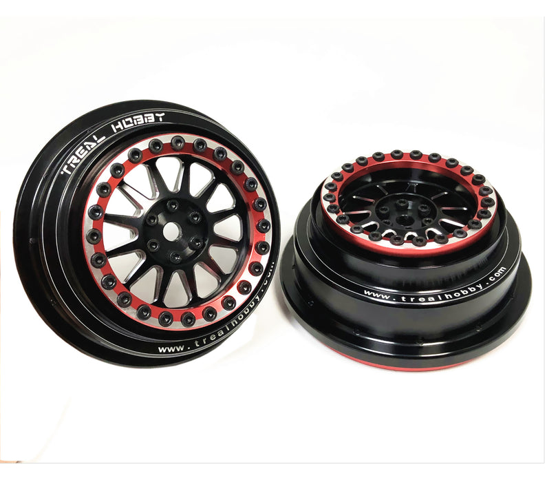 Treal Hobby Aluminum Beadlock Wheels for UDR - Red 1 Pair