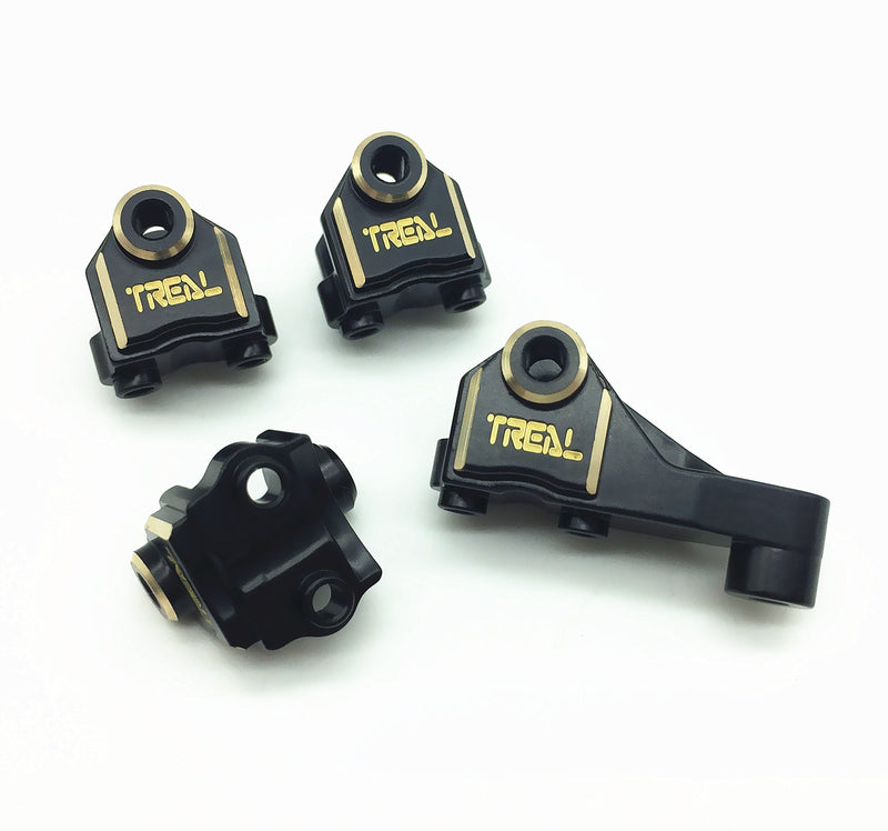 Treal Hobby Black Brass Front and Rear Lower Shock Mounts for TRX-4