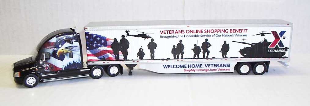 Trucks n Stuff 86124 HO Scale Cascadia Sleeper-Cab Tractor Exchange Veterans Benefit Trailer