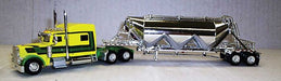 Trucks n Stuff SPEC013 Yellow/Green 389 Peterbilt with Chrome Pneumatic Bulk Trailer