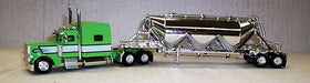 Trucks n Stuff SPEC014 Lime Green 389 Peterbilt with Chrome Pneumatic Bulk Trailer