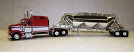 Trucks n Stuff SPEC027 Red/White Kenworth W900L Sleeper Cab with Chrome Pneumatic Bulk Trailer