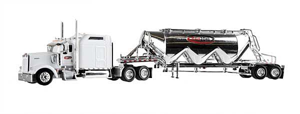 Trucks n Stuff SPEC032 Red Zone Kenworth W900L Sleeper Cab with Chrome Pneumatic Bulk Trailer