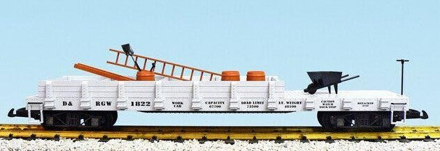 USA Trains R1822 G Gauge Work Flatcar D&RGW #051 - NOS
