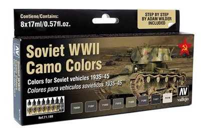 Vallejo 71.188 Model Air Acrylic Airbrush Paint WWII Soviet Vehicle Camo 8 Color Set