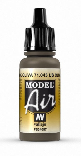 Vallejo 71.043 Model Air Acrylic Airbrush Paint US Olive Drab 17ml Bottle