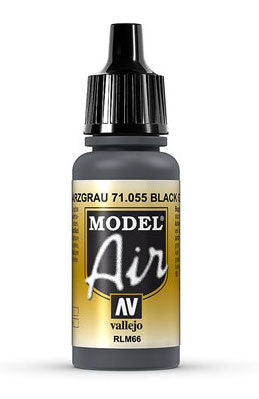 Vallejo 71.055 Model Air Acrylic Airbrush Paint Black Grey RLM66 17ml Bottle