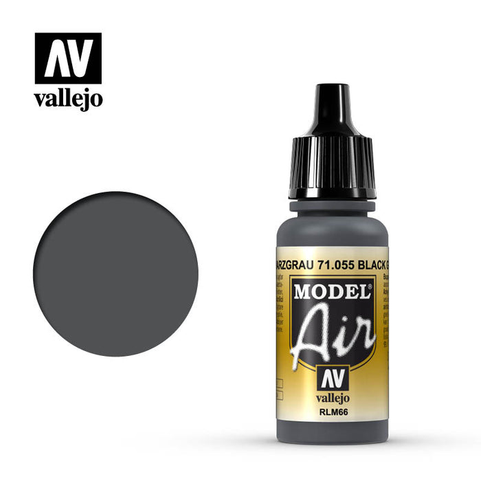 Vallejo 71.055 Model Air Acrylic Airbrush Paint Black Grey RLM66 17ml Bottle
