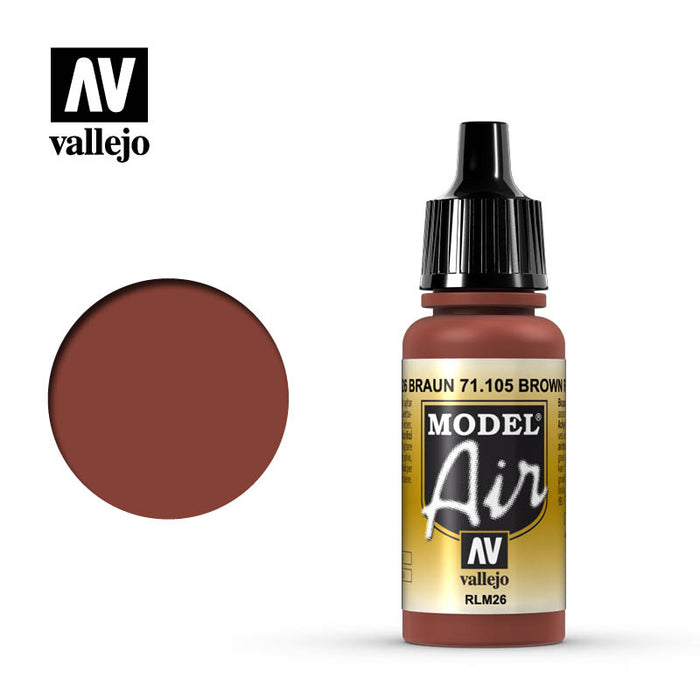 Vallejo 71.105 Model Air Acrylic Airbrush Paint Brown RLM2617ml Bottle
