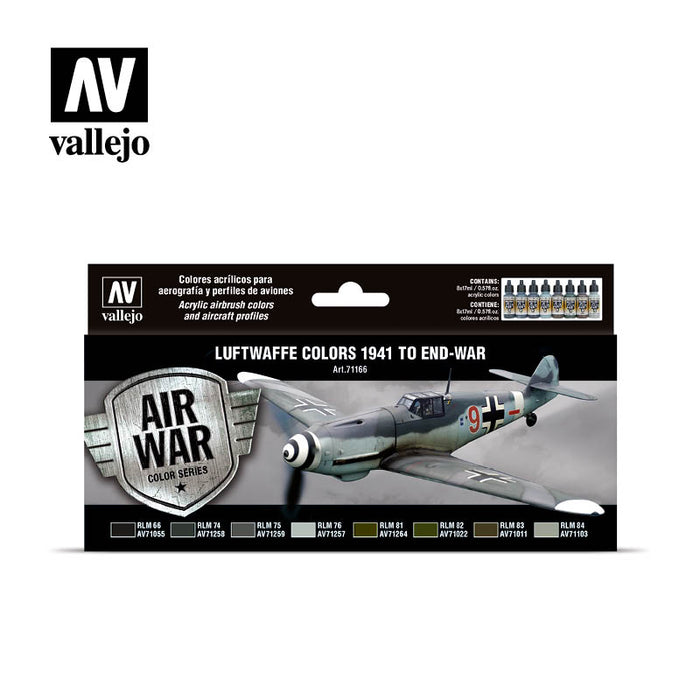 Vallejo 71.166 Model Air Acrylic Airbrush Paint Luftwaffe 1941-45 Colors Set 8