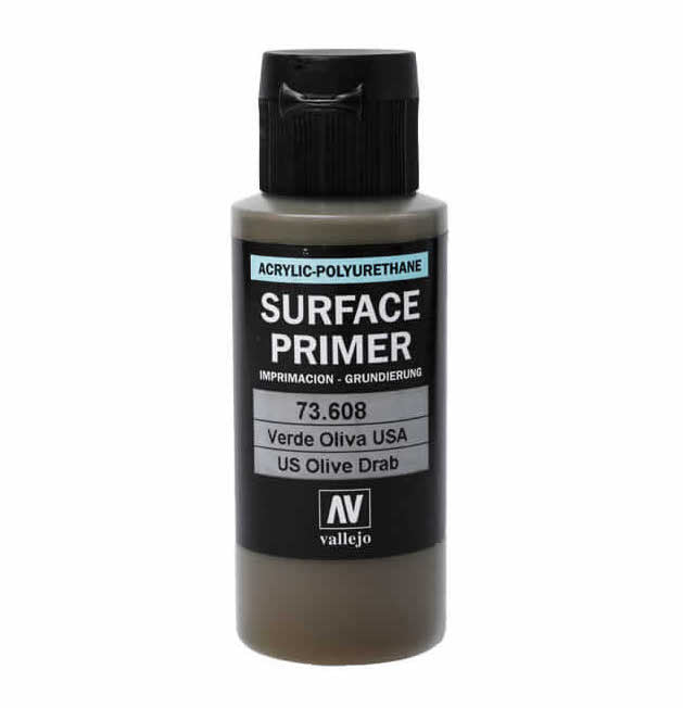 Vallejo 73.608 USA Olive Drab Waterbased Surface Primer 60ml Bottle