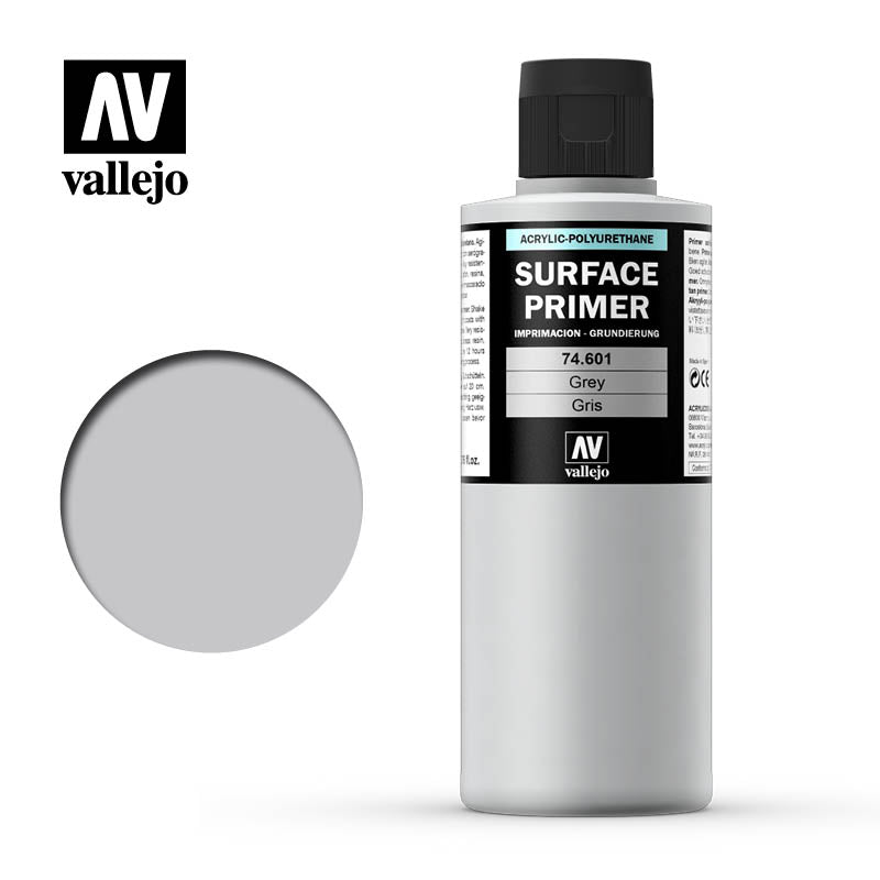 Vallejo 74.601 Grey Waterbased Surface Primer 200ml Bottle