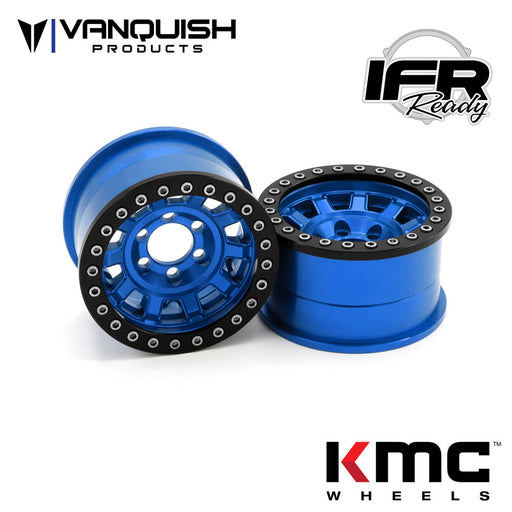 Vanquish Products VPS07784 Blue Anodized KMC KM236 Tank 1.9" Beadlock Crawler Wheels (1 Pair)