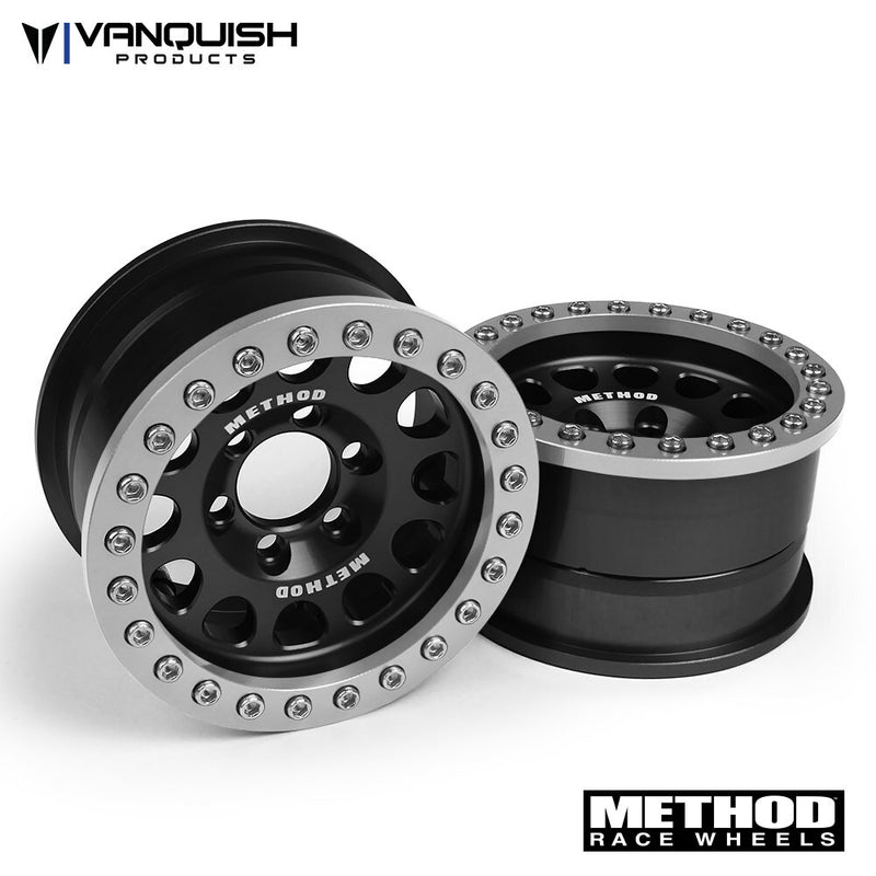 Vanquish Products VPS07911 Method 1.9 Beadlock Race Wheel 105 Black/Clear Anodized Aluminum 1 Pair