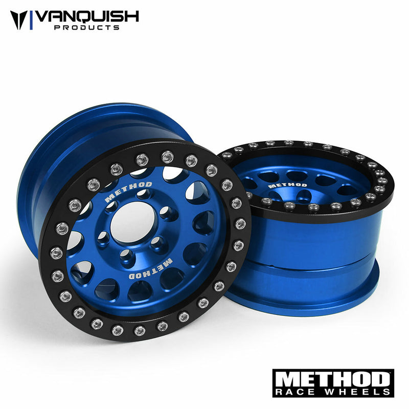 Vanquish Products VPS07916 Method 1.9 Beadlock Race Wheel 105 Blue/Black Anodized Aluminum 1 Pair