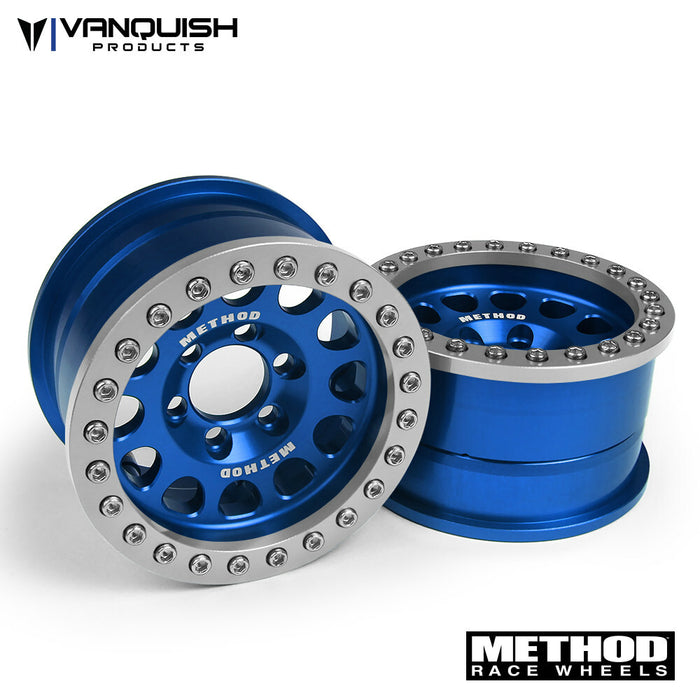 Vanquish Products VPS07917 Blue and Silver Method 105 1.9" Beadlock Wheel (1 Pair)