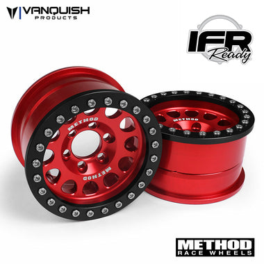 Vanquish Products VPS07918 Method 1.9 Beadlock Race Wheel 105 Red/Black Anodized Aluminum 1 Pair