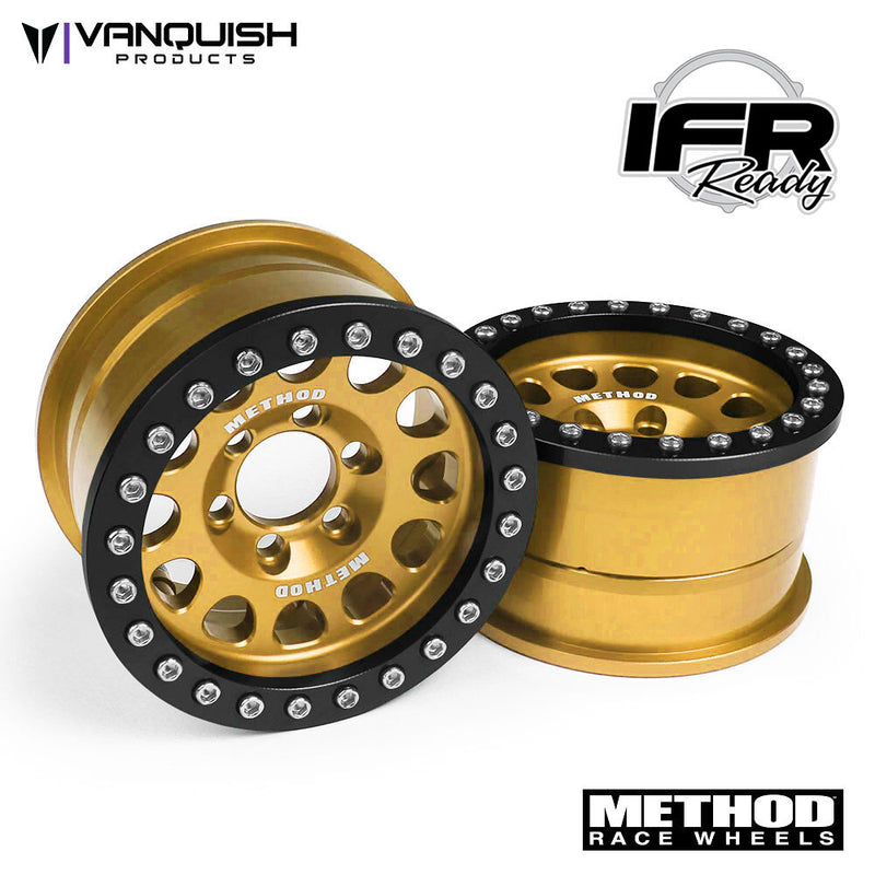 Vanquish Products VPS07921 Gold and Black Method 105 1.9" Beadlock Wheel (1 Pair)