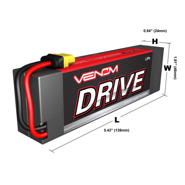 Venom 1558 2S 5000mAh 7.4V 25C Hard Case LiPo Battery with Universal Plug System