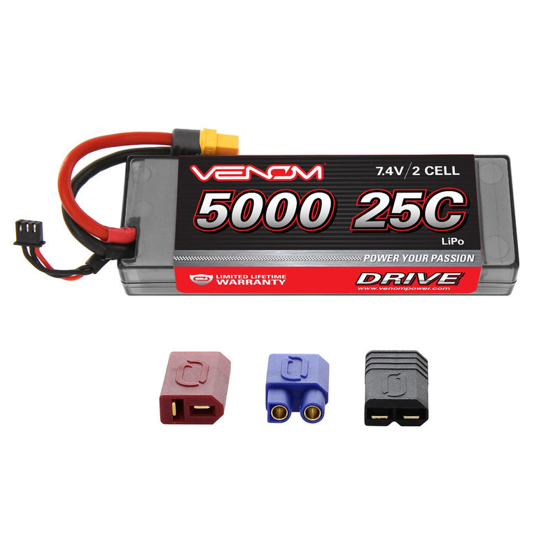 Venom 1558 2S 5000mAh 7.4V 25C Hard Case LiPo Battery with Universal Plug System