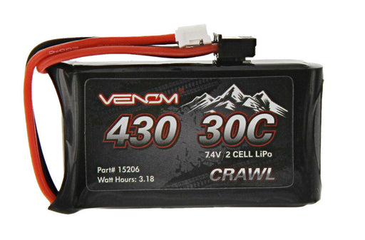 Venom DRIVE 15206 2S 7.4V 430mAh 30C LiPo Battery with JST Plug for SCX24 Crawlers