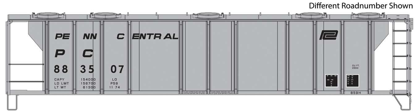 Walthers 910-7032 HO Scale PS2 2893 Covered Hopper Penn Central PC 883595
