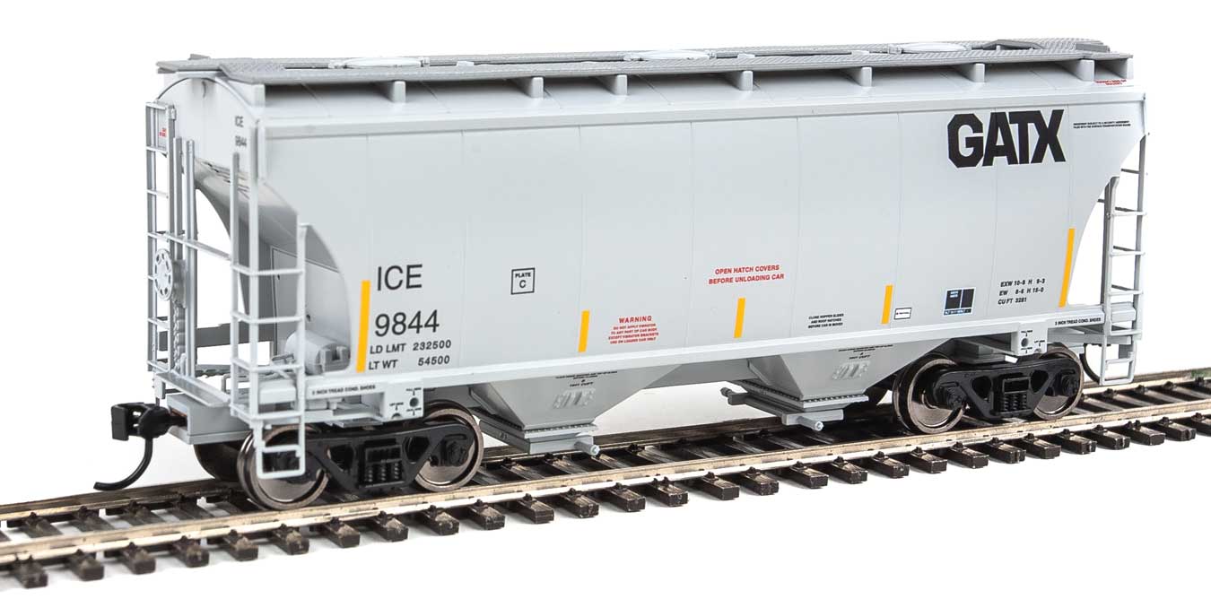 Walthers 910-7560 HO 39' Trinity 3281 2-Bay Covered Hopper Iowa, Chicago & Eastern (GATX) ICE 9844