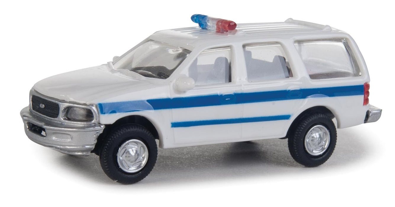 Walthers 949-12045 HO Scale White and Blue Ford Expedition Special Service Vehicle with Police Decal
