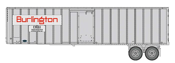 Walthers 949-2600 HO Scale Flexi-Van 40' Strick Trailer Burlington CB&Q 2-Pack