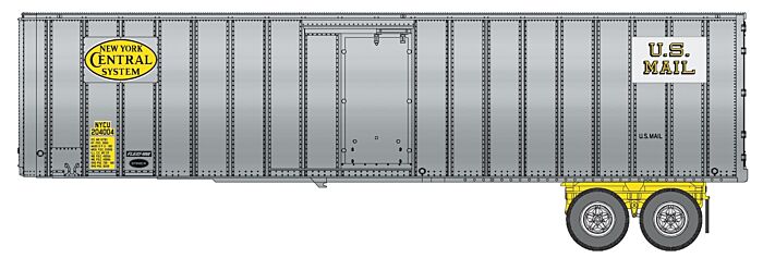 Walthers 949-2608 HO Scale Flexi-Van 40' Strick Trailer New York Central "US Mail" NYC 2-Pack