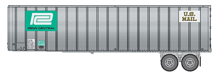 Walthers 949-2610 HO Scale Flexi-Van 40' Strick Trailer Penn Central "US MAIL" PC 2-Pack