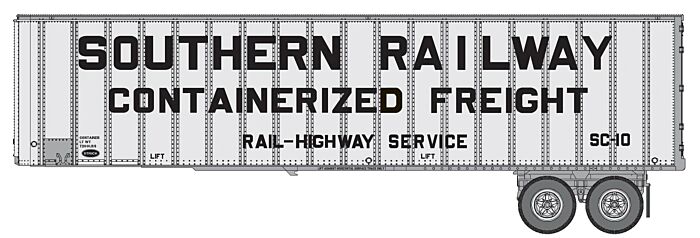 Walthers 949-2614 HO Scale Flexi-Van 40' Strick Trailer Southern Railway 2-Pack