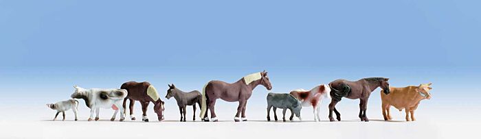 Walthers 949-6073 HO Scale Large Farm Animals 9 Pack