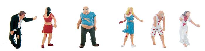 Walthers 949-6080 HO Scale Zombies Figures 6 Pack