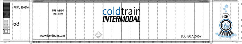 Walthers 949-8704 HO 53' Reefer Container cold train Intermodal PNWU