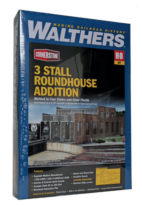 Walthers Cornerstone 933-2901 HO Scale 3 Stall Modern Roundhouse Addition Kit