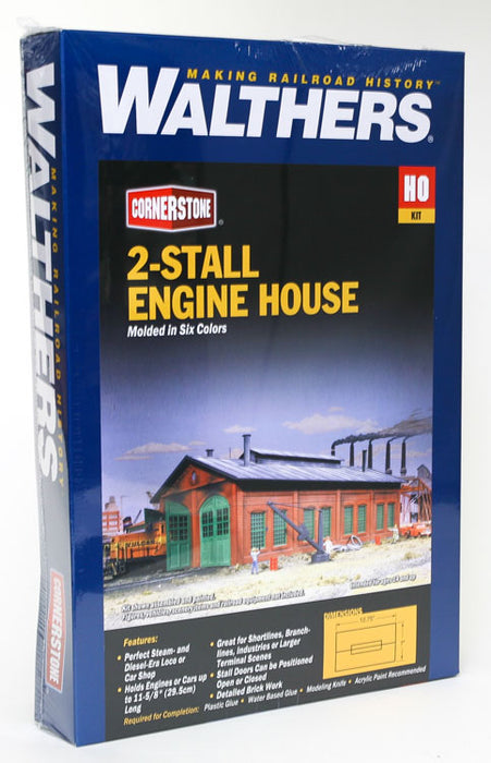 Walthers Cornerstone 933-3007 HO Scale 2 Stall Enginehouse Structure Kit