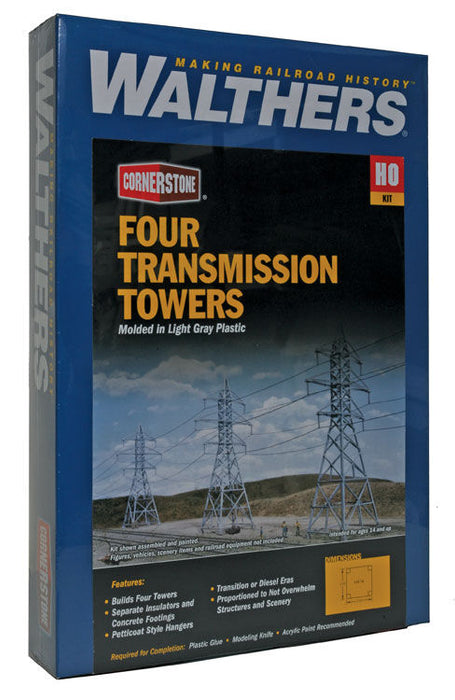 Walthers Cornerstone 933-3121 Transmission Towers Kit 4 Pack