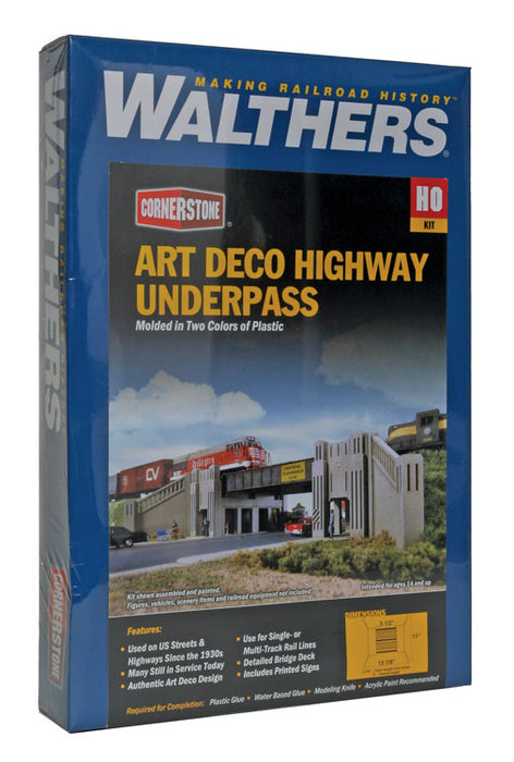 Walthers Cornerstone 933-3190 HO Scale Art Deco Highway Underpass Kit