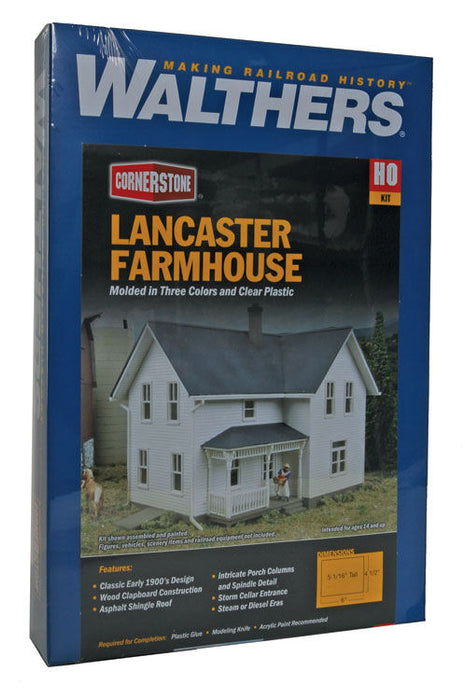 Walthers Cornerstone 933-3333 HO Scale Lancaster Farmhouse -- Kit - 5-15/16 x 4-1/2 x 4-5/16" 15.1 x