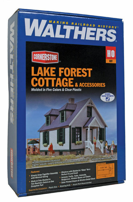 Walthers Cornerstone 933-3657 HO Scale Lake Forrest Cottage with LED - Kit