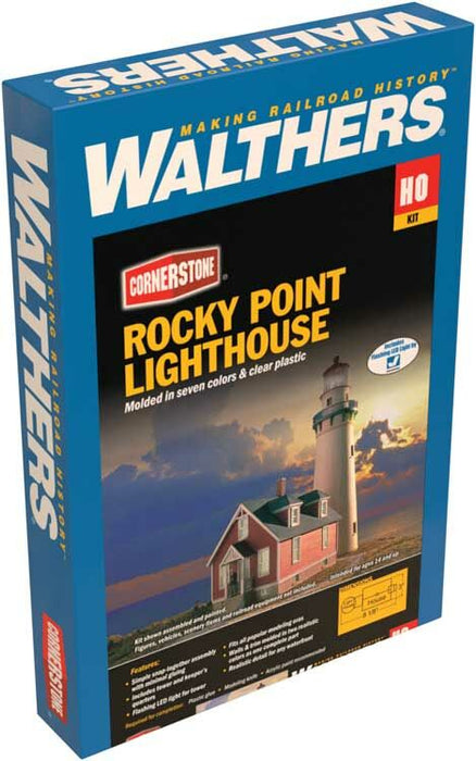 Walthers Cornerstone 933-3663 HO Scale Rocky Point Lighthouse with LED - Kit