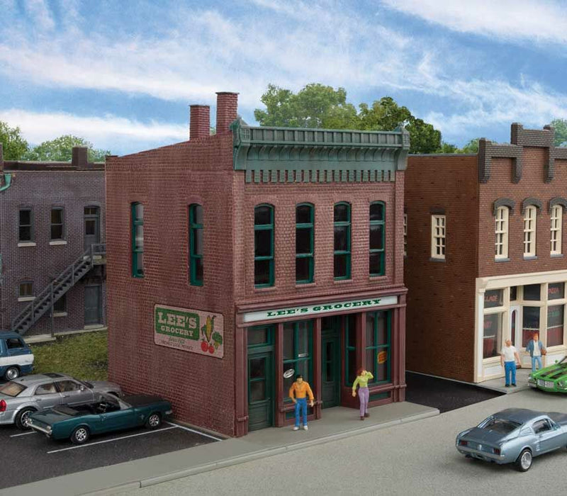 Walthers Cornerstone 933-3666 HO Scale Lee's Grocery Store with LED - Kit