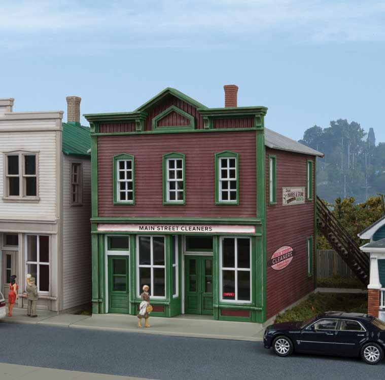 Walthers Cornerstone 933-3667 HO Scale Main Street Cleaners with LED - Kit
