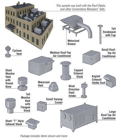 Walthers Cornerstone 933-3733 HO Scale Roof Top Details Kit
