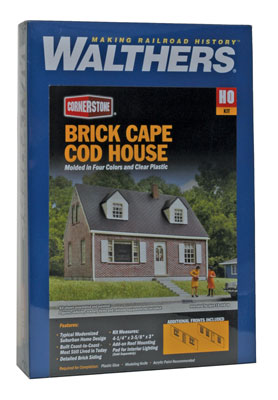 Walthers Cornerstone 933-3774 HO Scale Brick Cape Cod House Structure Kit