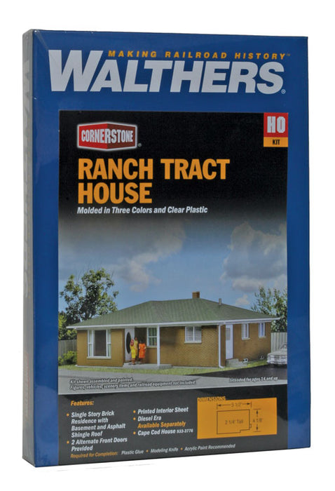 Walthers Cornerstone 933-3777 HO Scale Ranch Tract House Kit