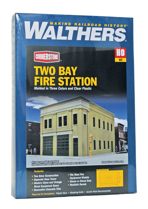 Walthers Cornerstone 933-4022 HO Scale 2-Bay Fire Station Kit