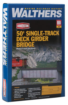 Walthers Cornerstone 933-4506 HO Scale 50' Single Track Deck Girder Bridge Kit